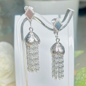 Vintage Sarah Coventry Earrings “Silvery Cascade" 1960’s Chain Tassel, Clip-on